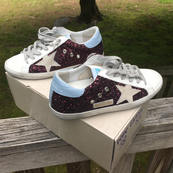 Golden Goose Superstar Sneaker Wine Glitter NIB - Picture 3 of 11